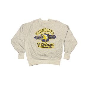Vintage Logo 7 Minnesota Vikings Sweatshirt Mens L Gray NFL Football Pullover